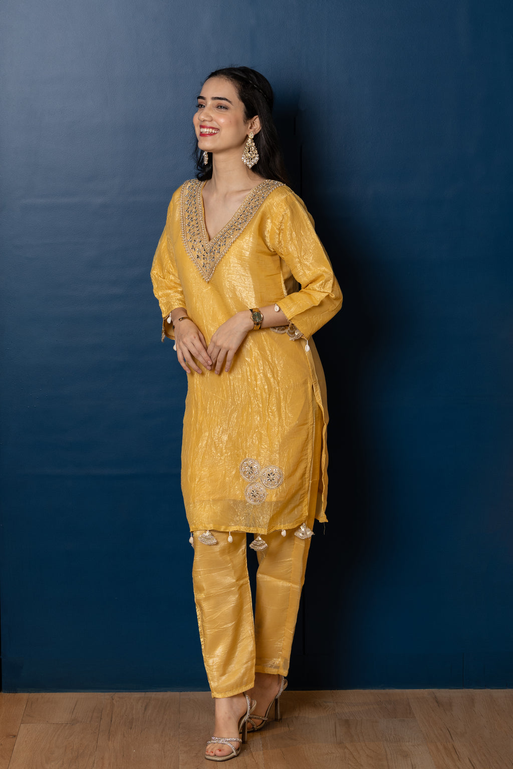 Haya – Yellow Fendi Crush Mirror-Work