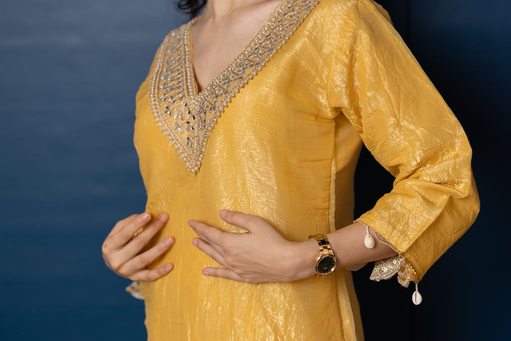 Haya – Yellow Fendi Crush Mirror-Work