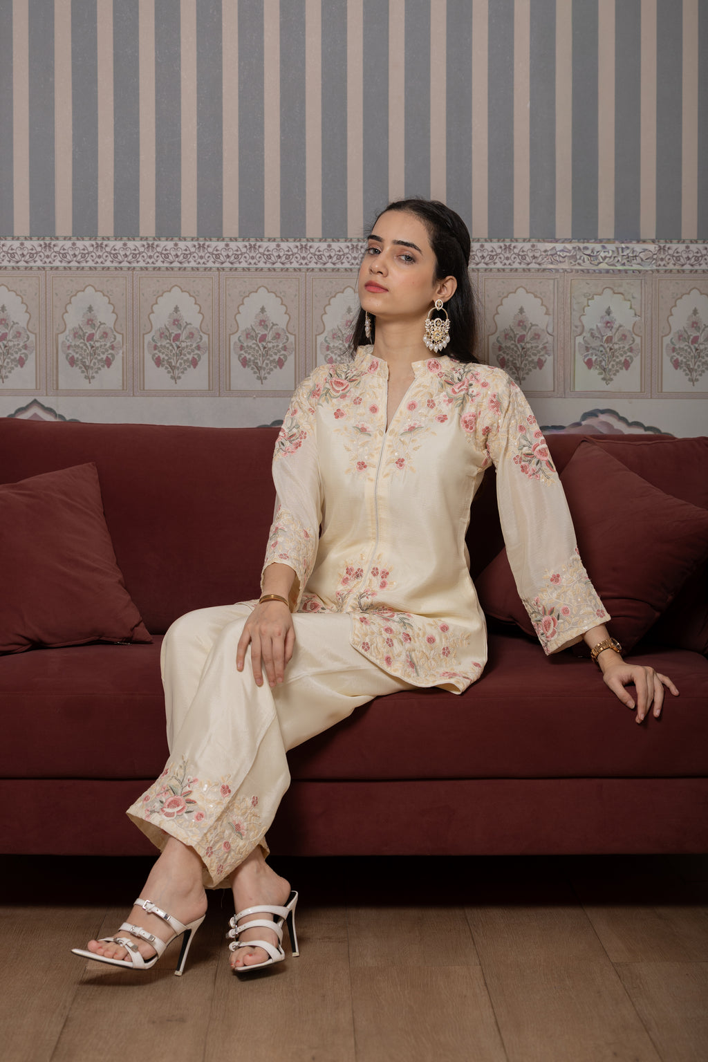 Saher – Cream Chinnon Silk Embroidered