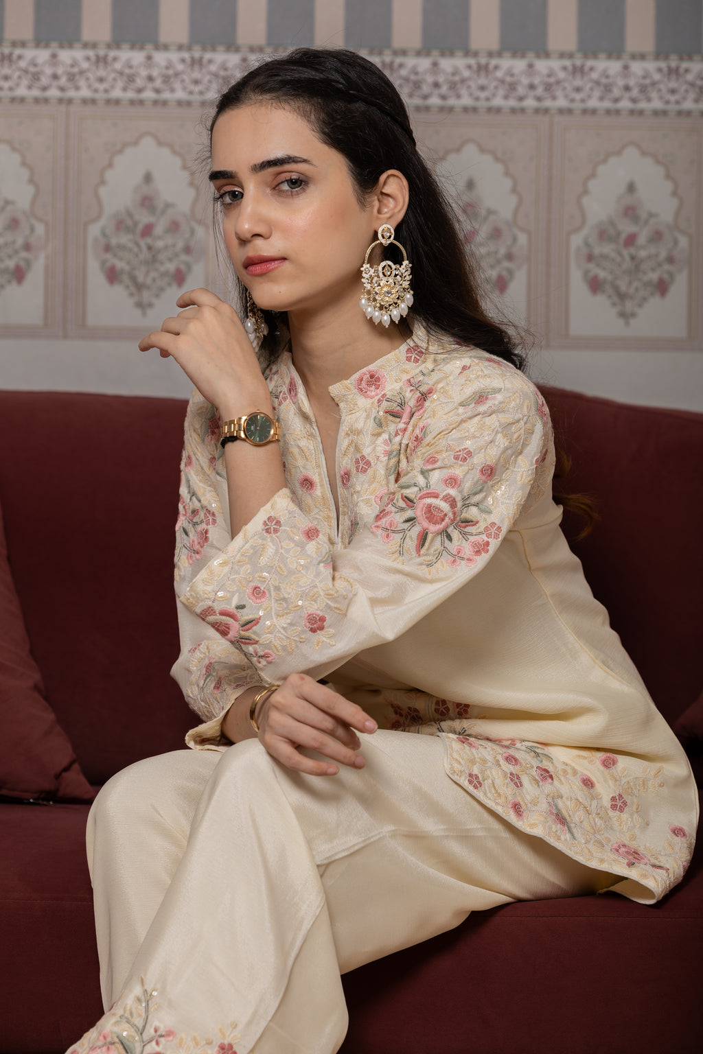 Saher – Cream Chinnon Silk Embroidered
