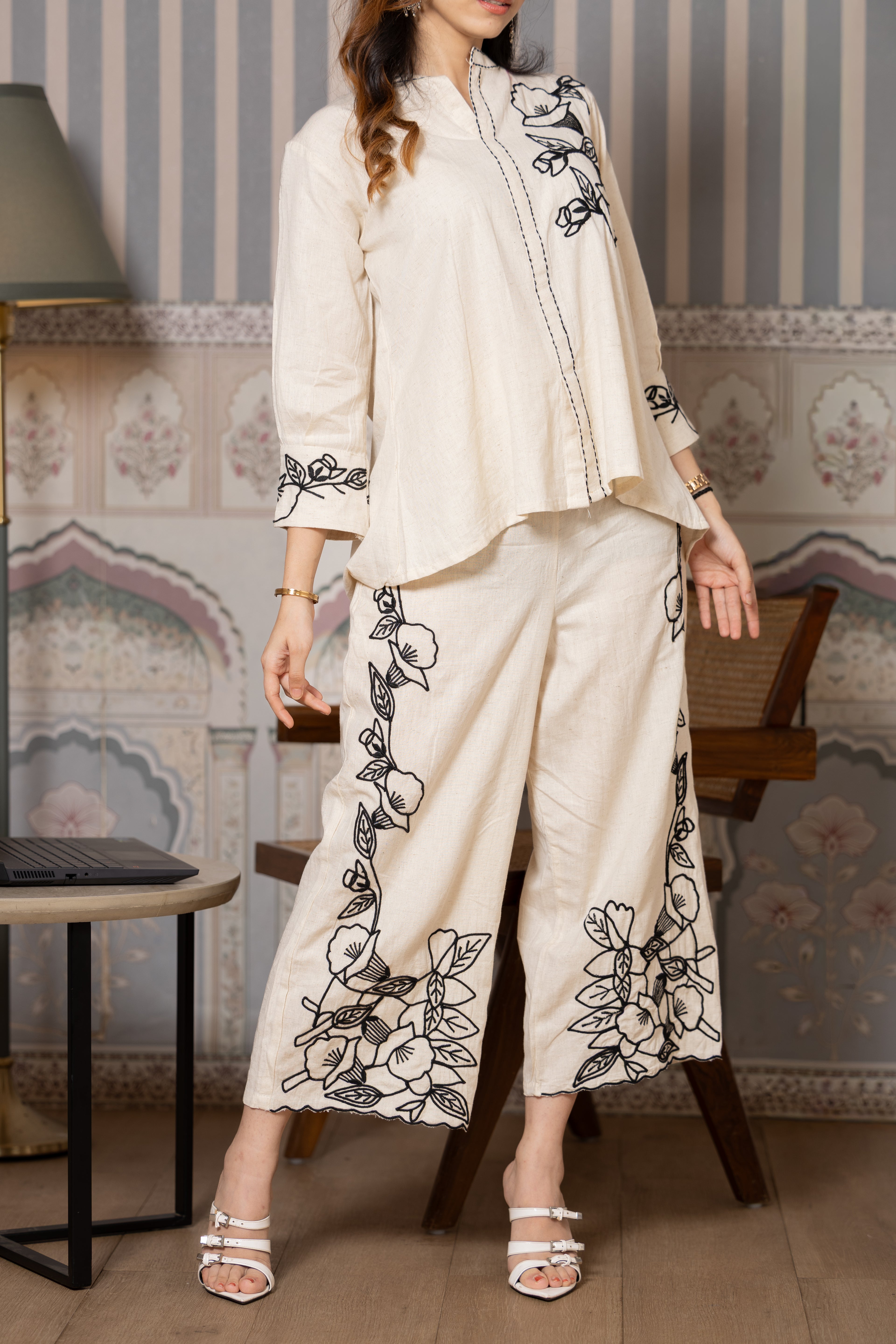 Saba – Cotton Flex  with Embroidered Flared