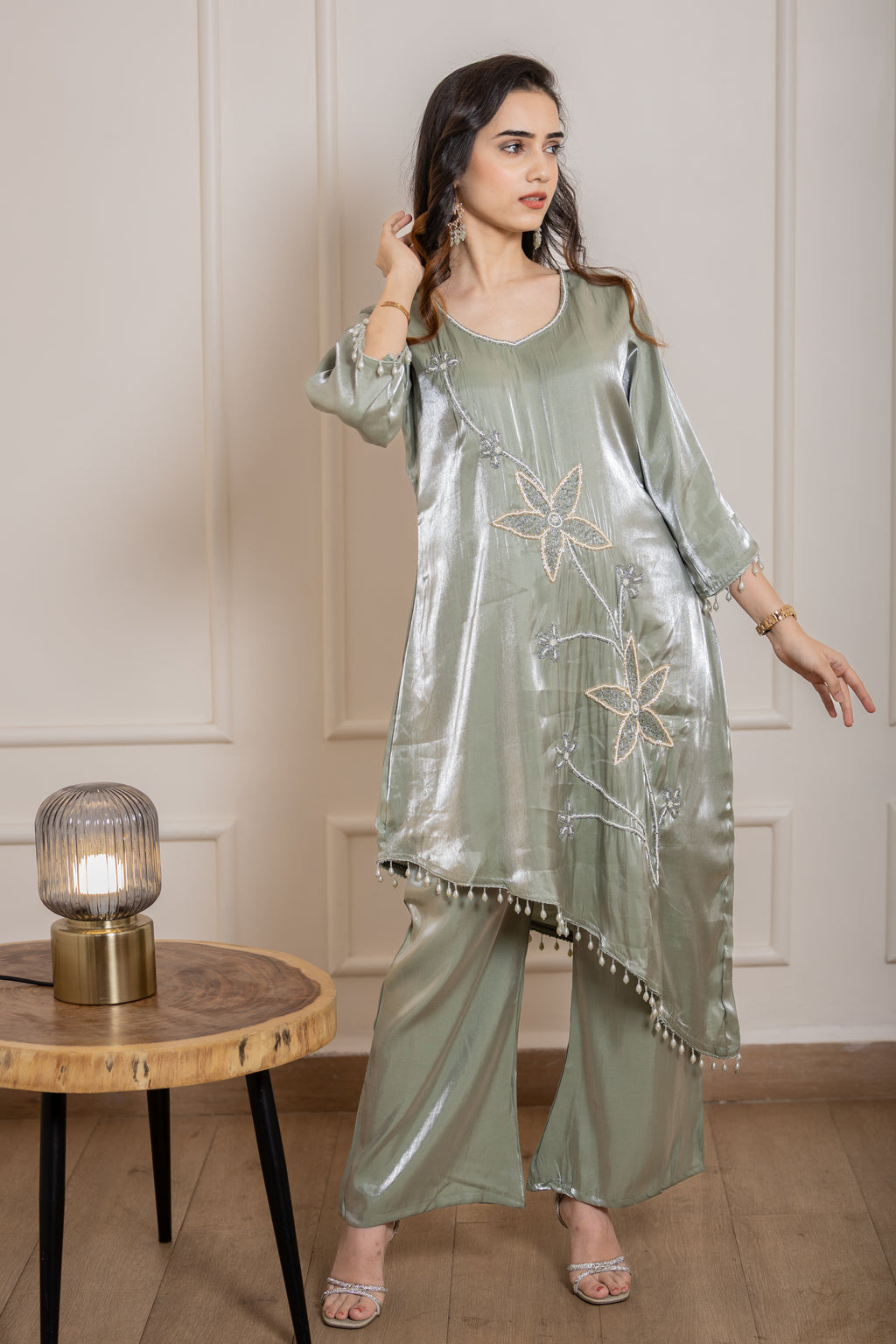 Zohra - Deep Green Burberry Silk Motif