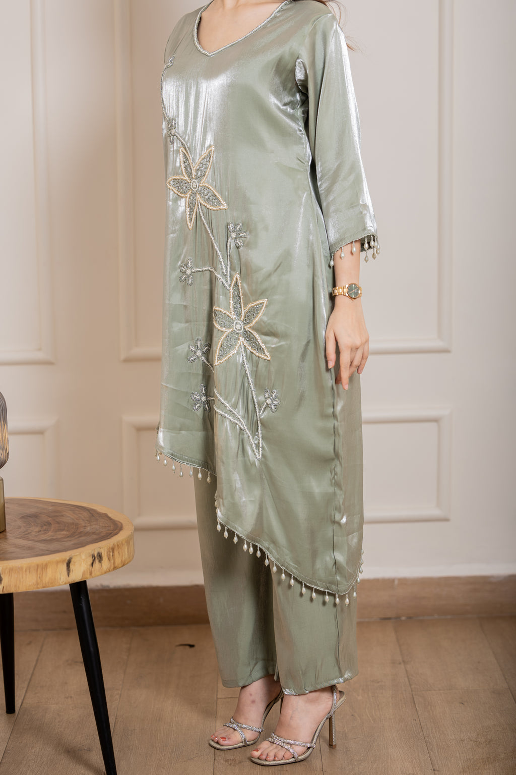 Zohra - Deep Green Burberry Silk Motif