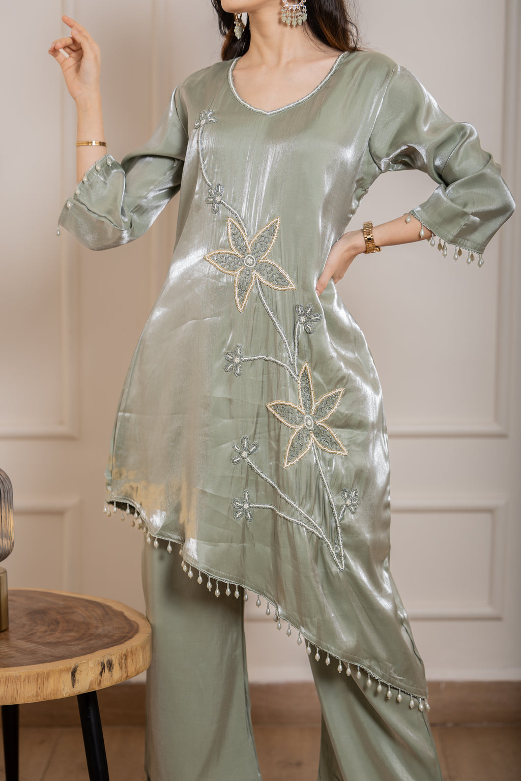 Zohra - Deep Green Burberry Silk Motif