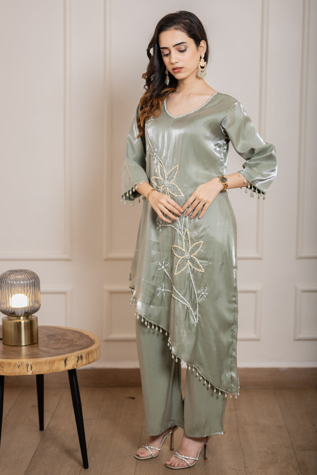 Zohra - Deep Green Burberry Silk Motif