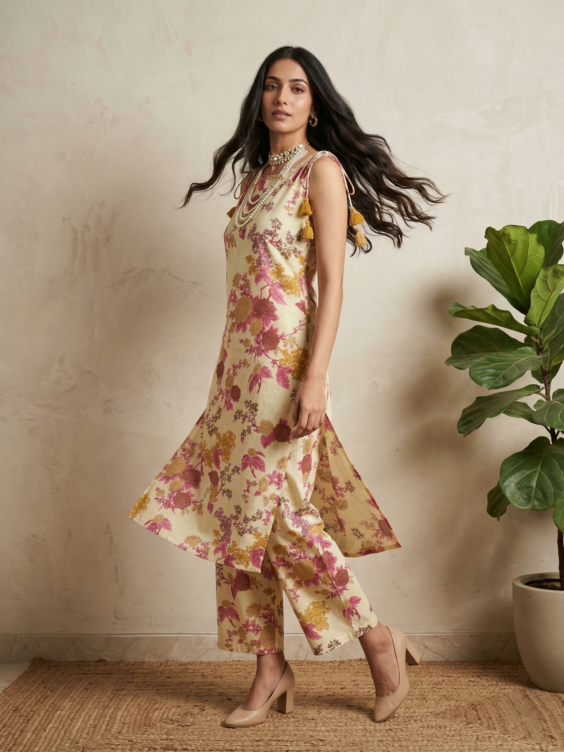 Cream Cotton Co-ord (Sleeves provided)