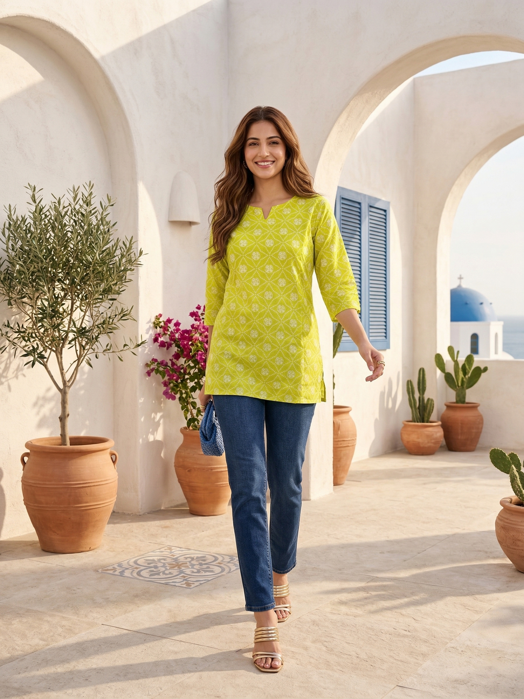 Lemon Green Cotton Kurti