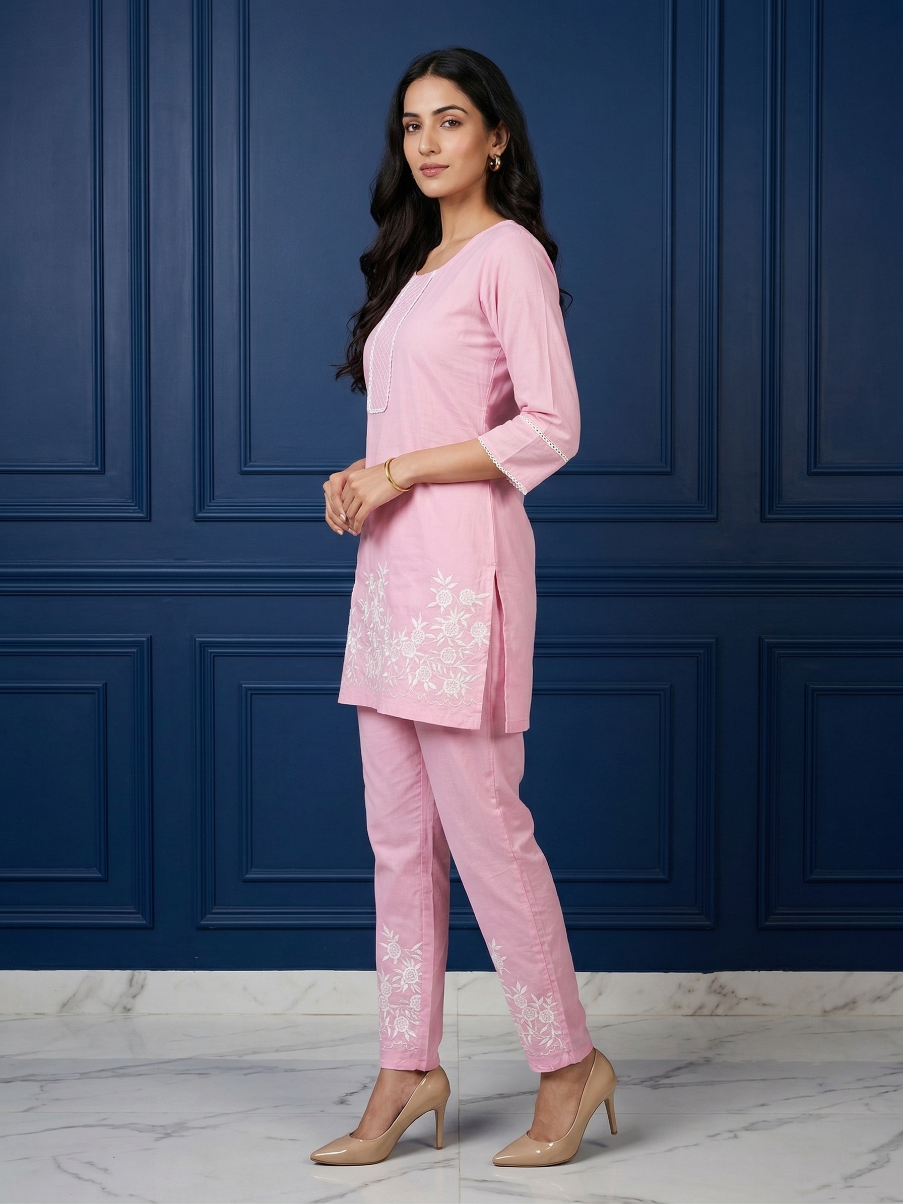 Powder Pink Embroidered Co-ord