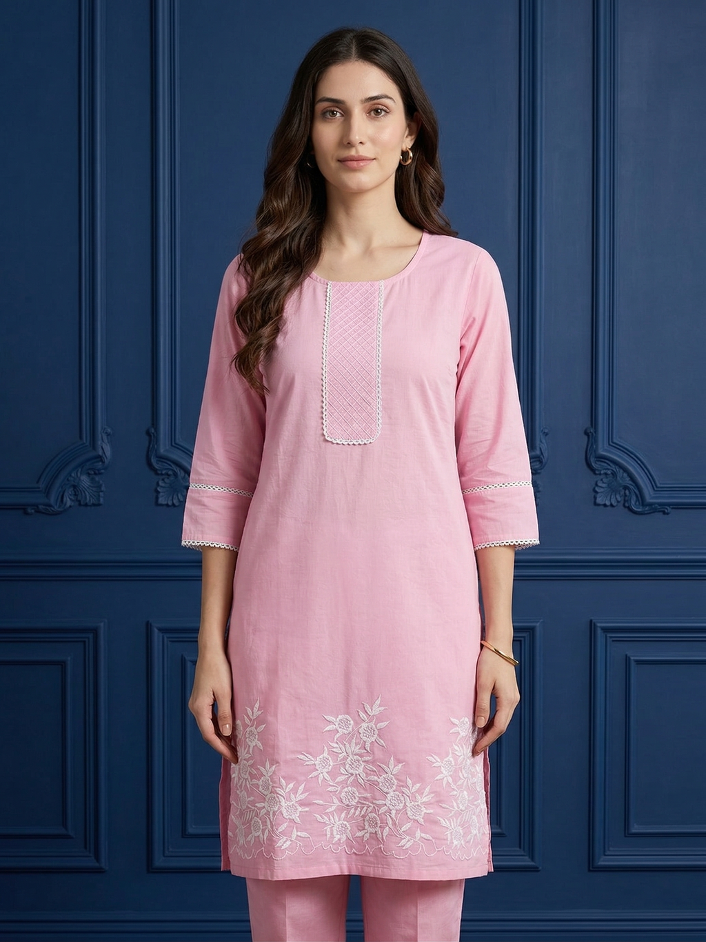 Powder Pink Embroidered Co-ord