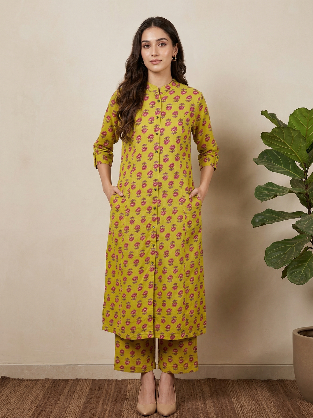 Mustard Long Kurta Co-ord