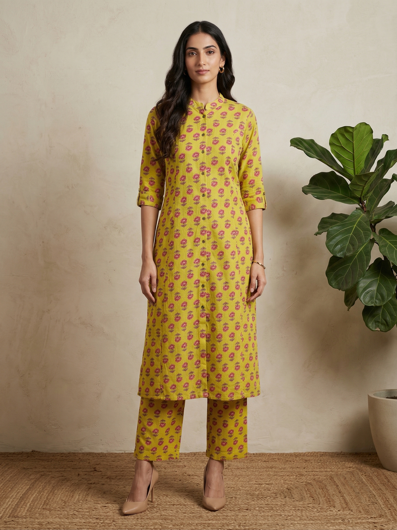 Mustard Long Kurta Co-ord