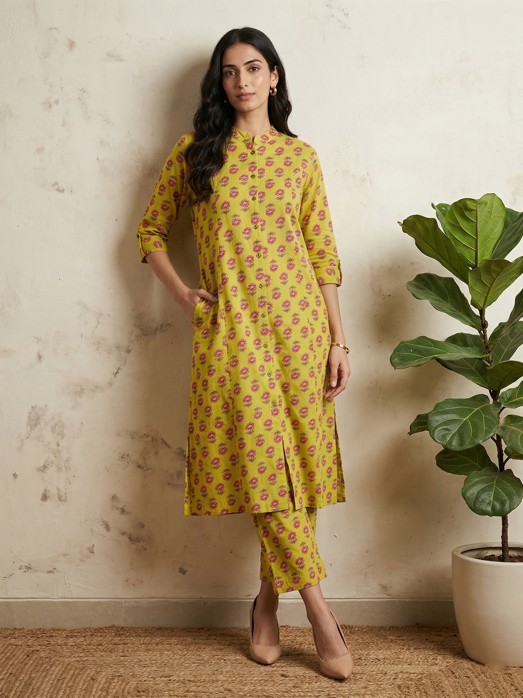Mustard Long Kurta Co-ord