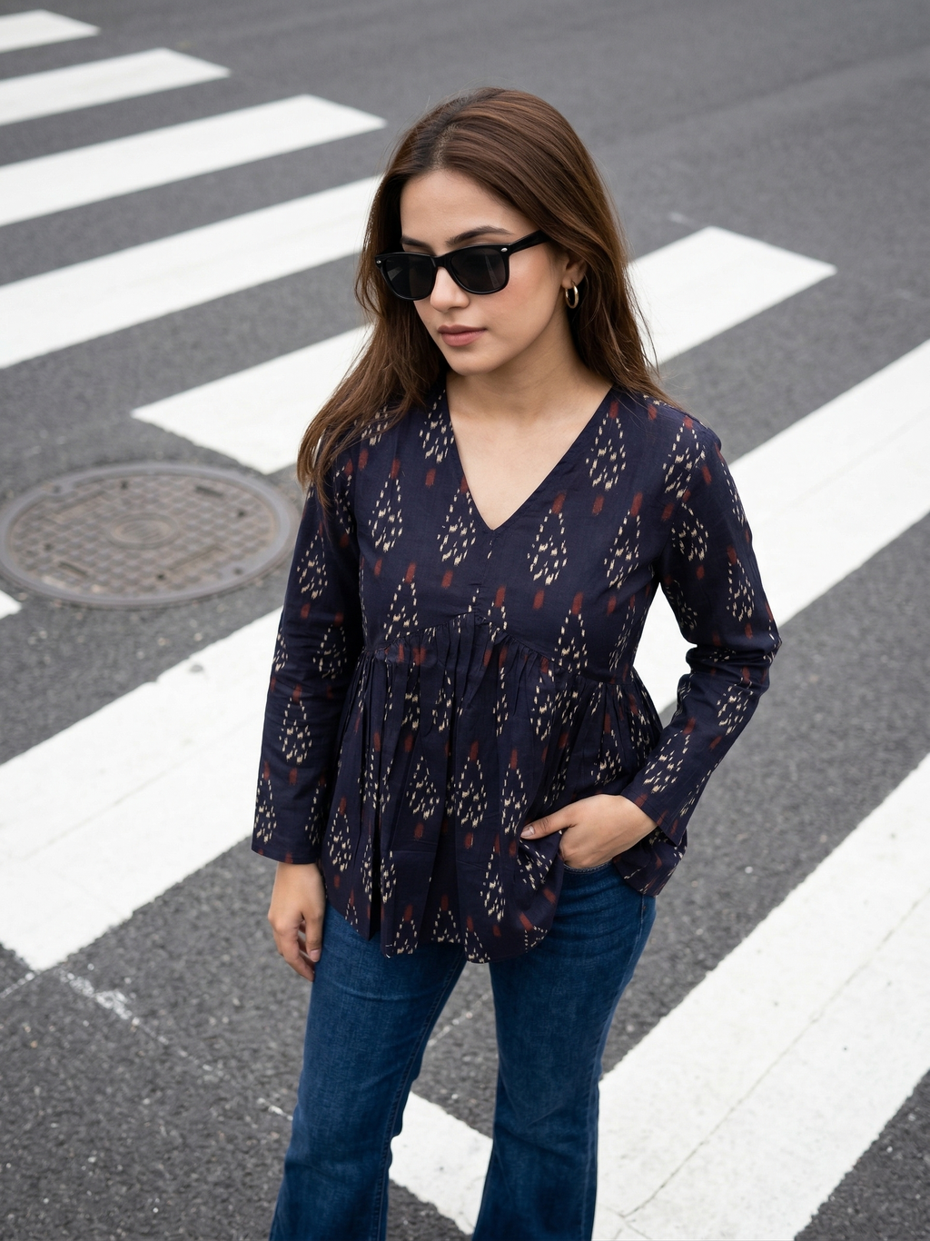 Navy Blue Cotton Kurti