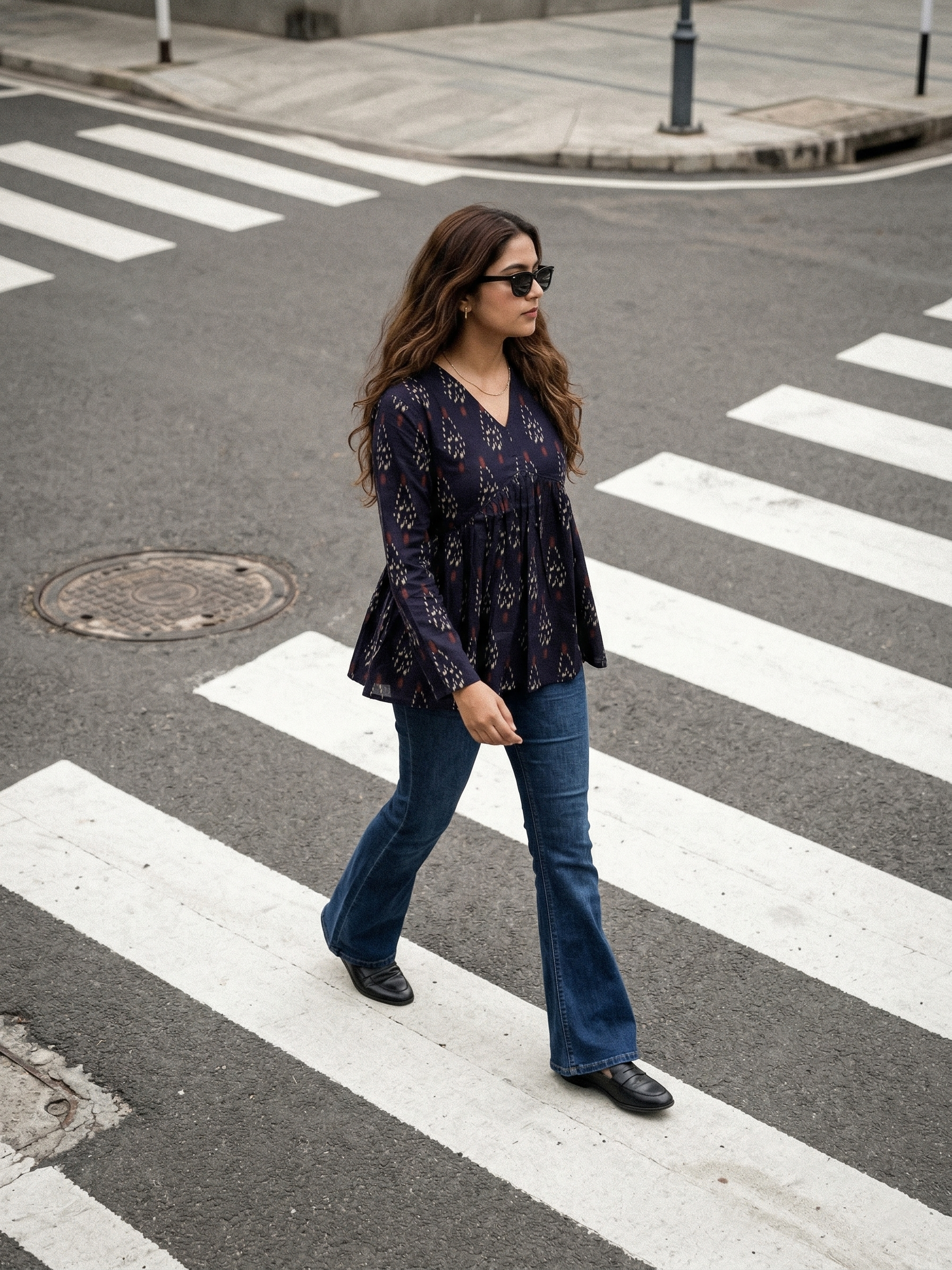 Navy Blue Cotton Kurti