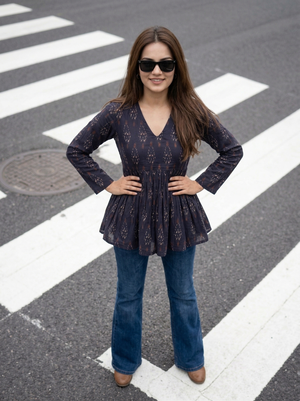 Navy Blue Cotton Kurti