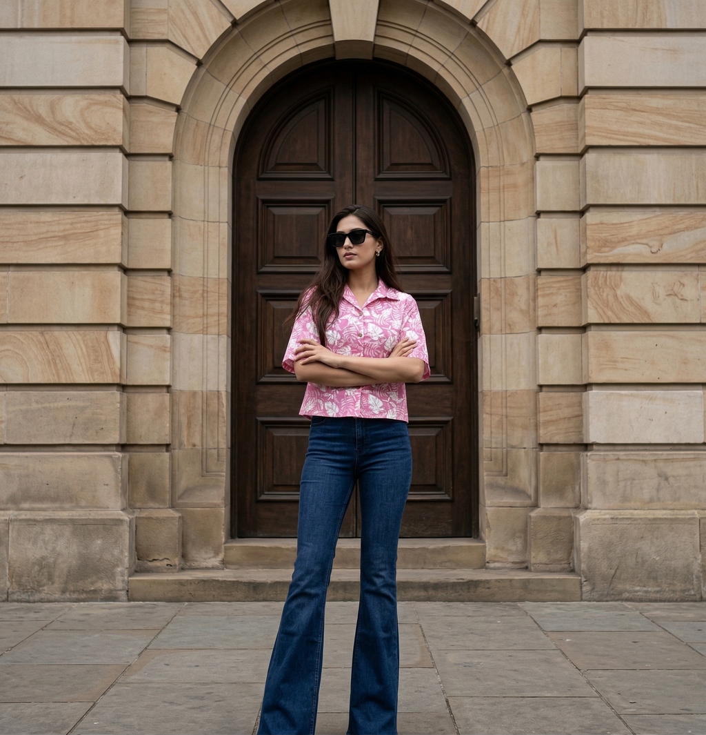 Pink Cotton Casual Shirt