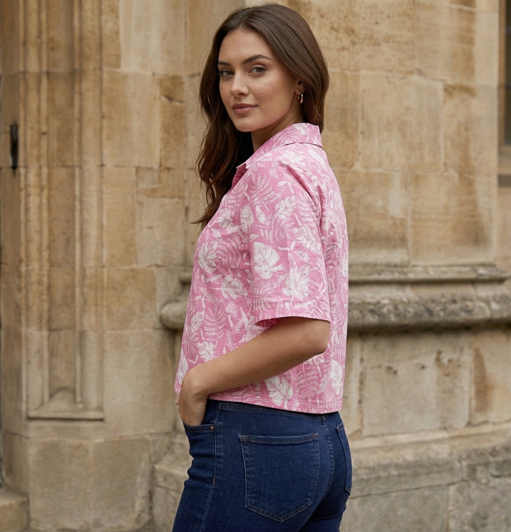 Pink Cotton Casual Shirt