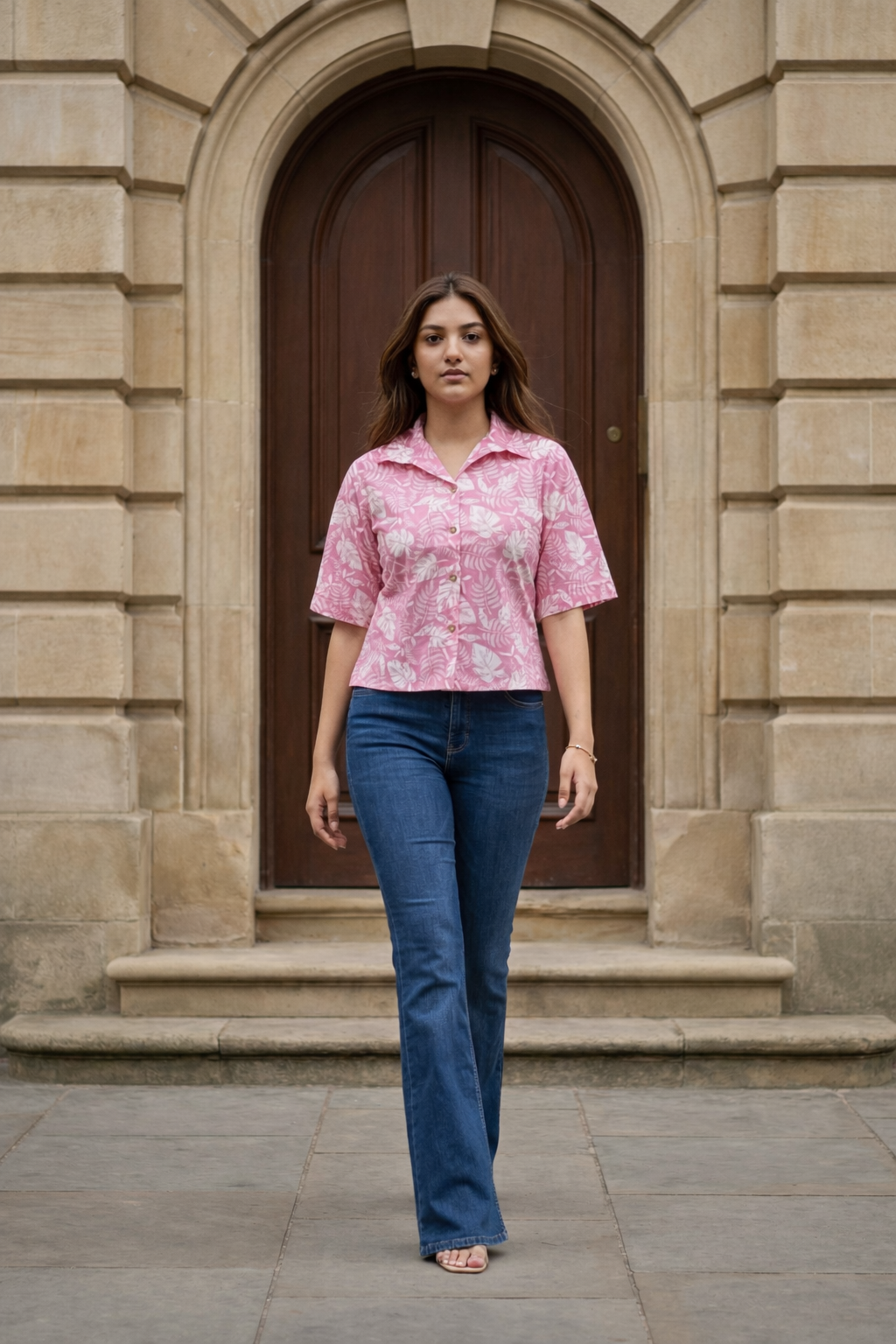 Pink Cotton Casual Shirt