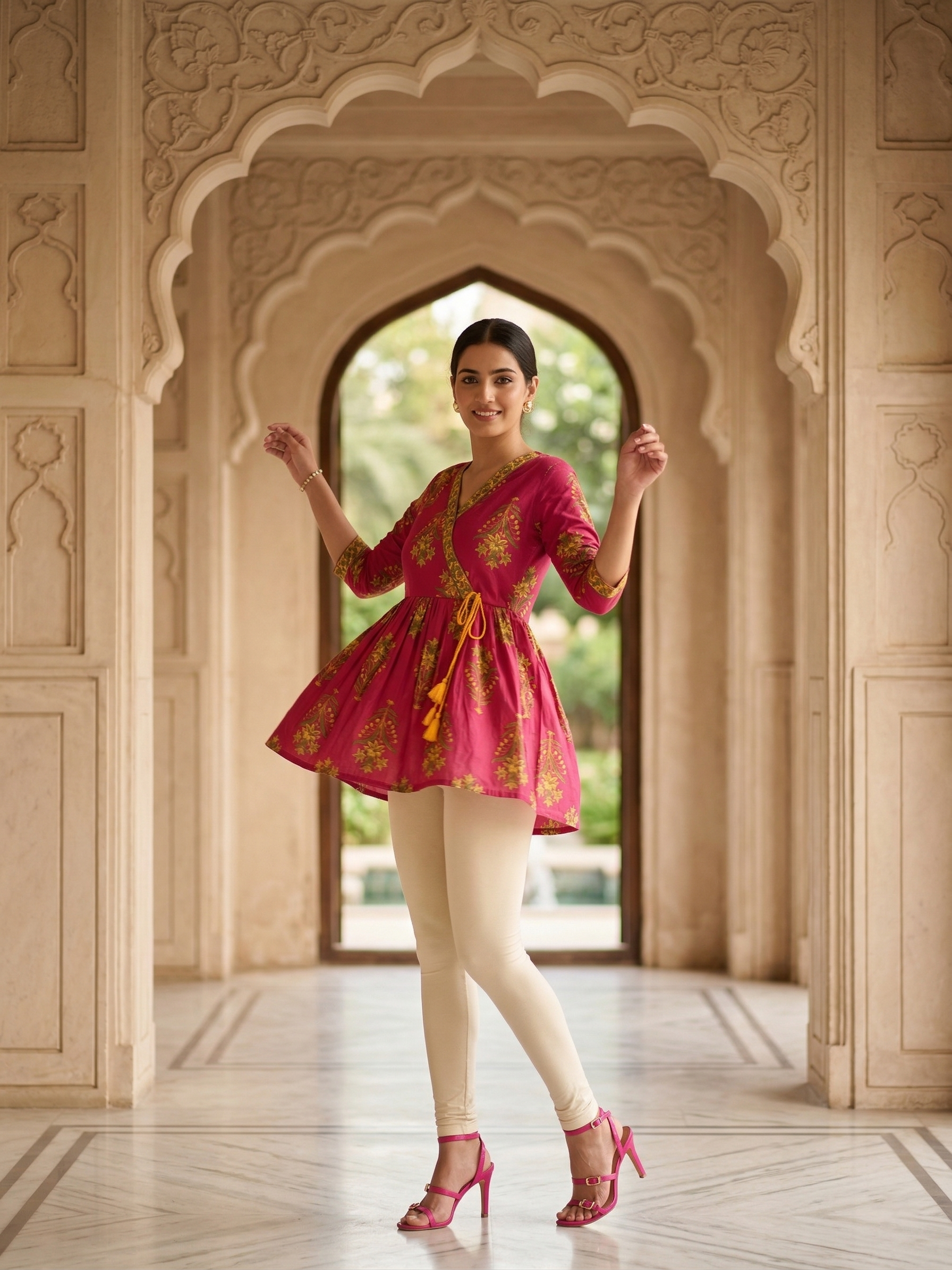 Rani Pink Tie-up Knot Kurti