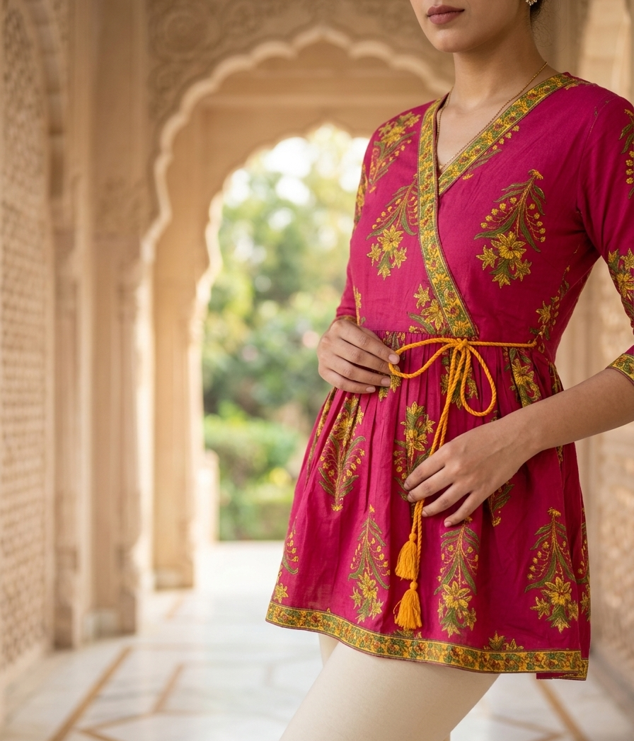 Rani Pink Tie-up Knot Kurti