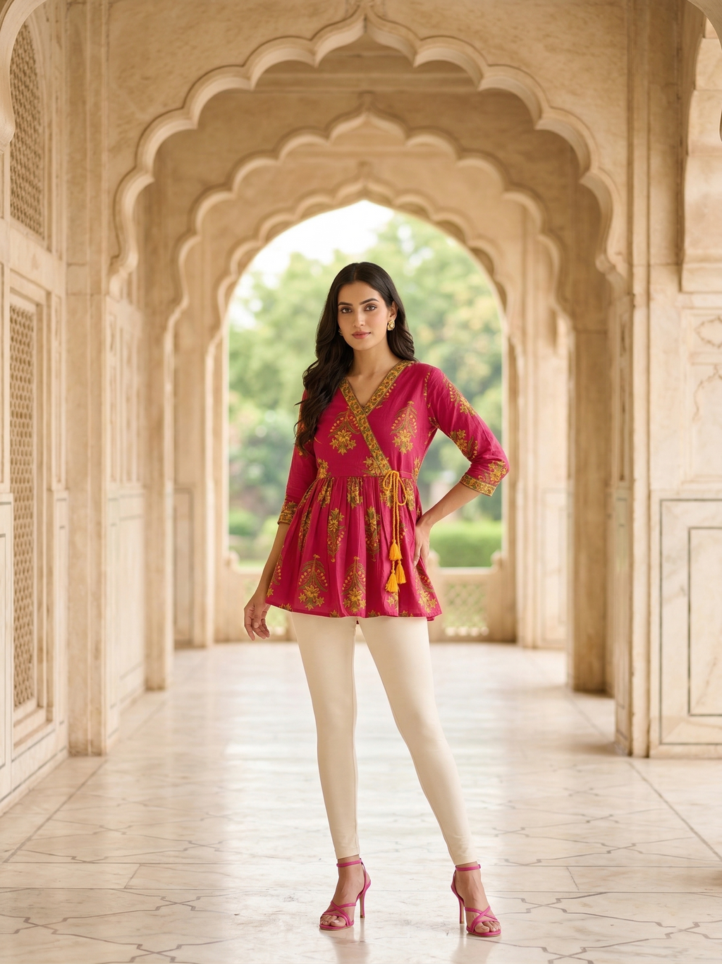Rani Pink Tie-up Knot Kurti