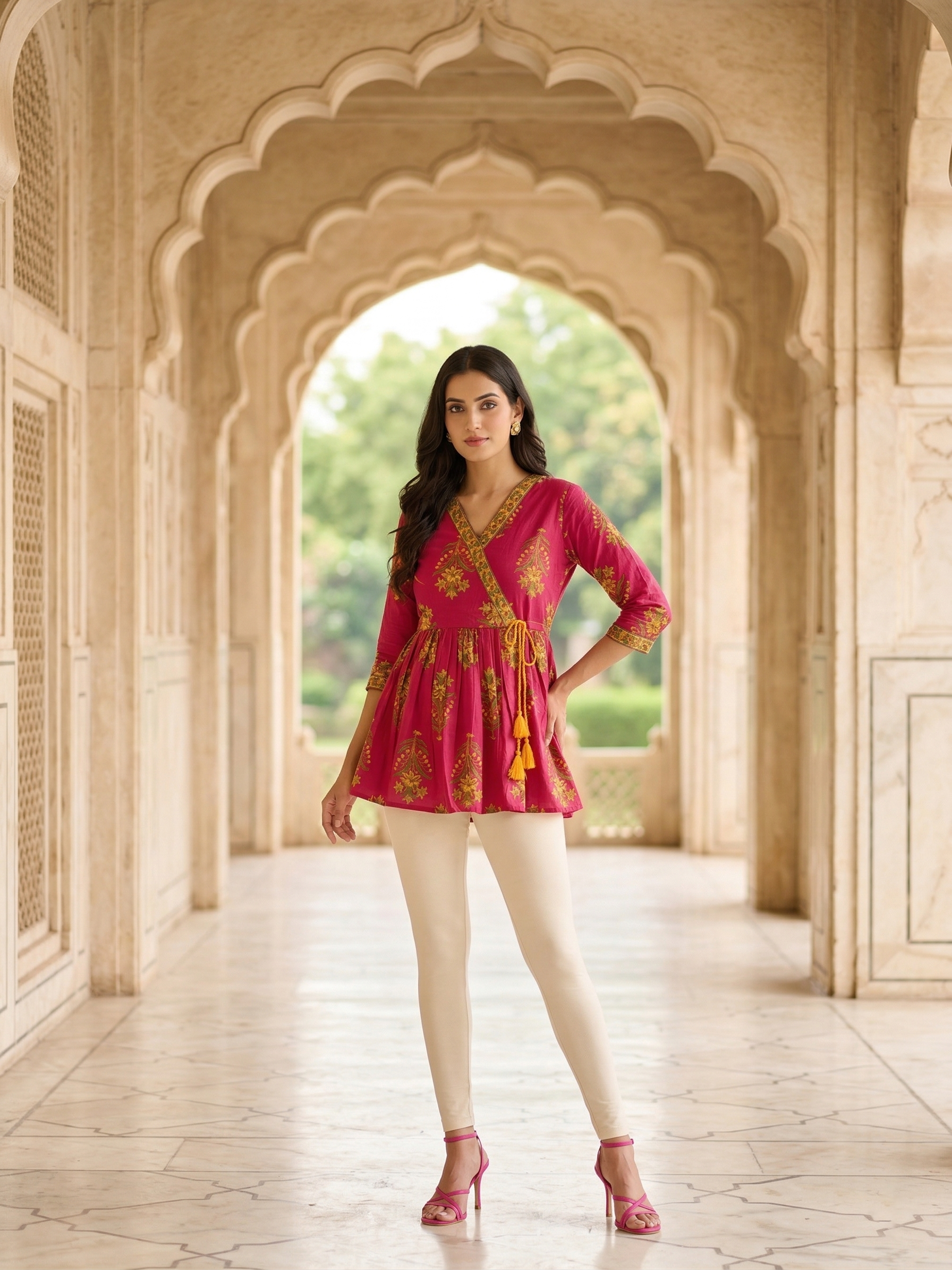 Rani Pink Tie-up Knot Kurti