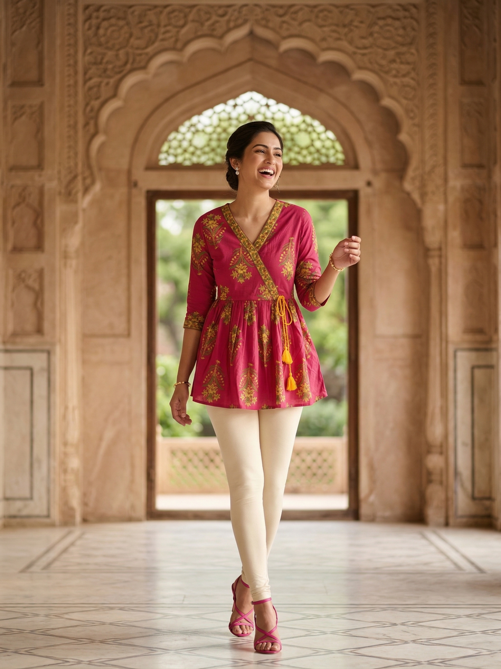 Rani Pink Tie-up Knot Kurti