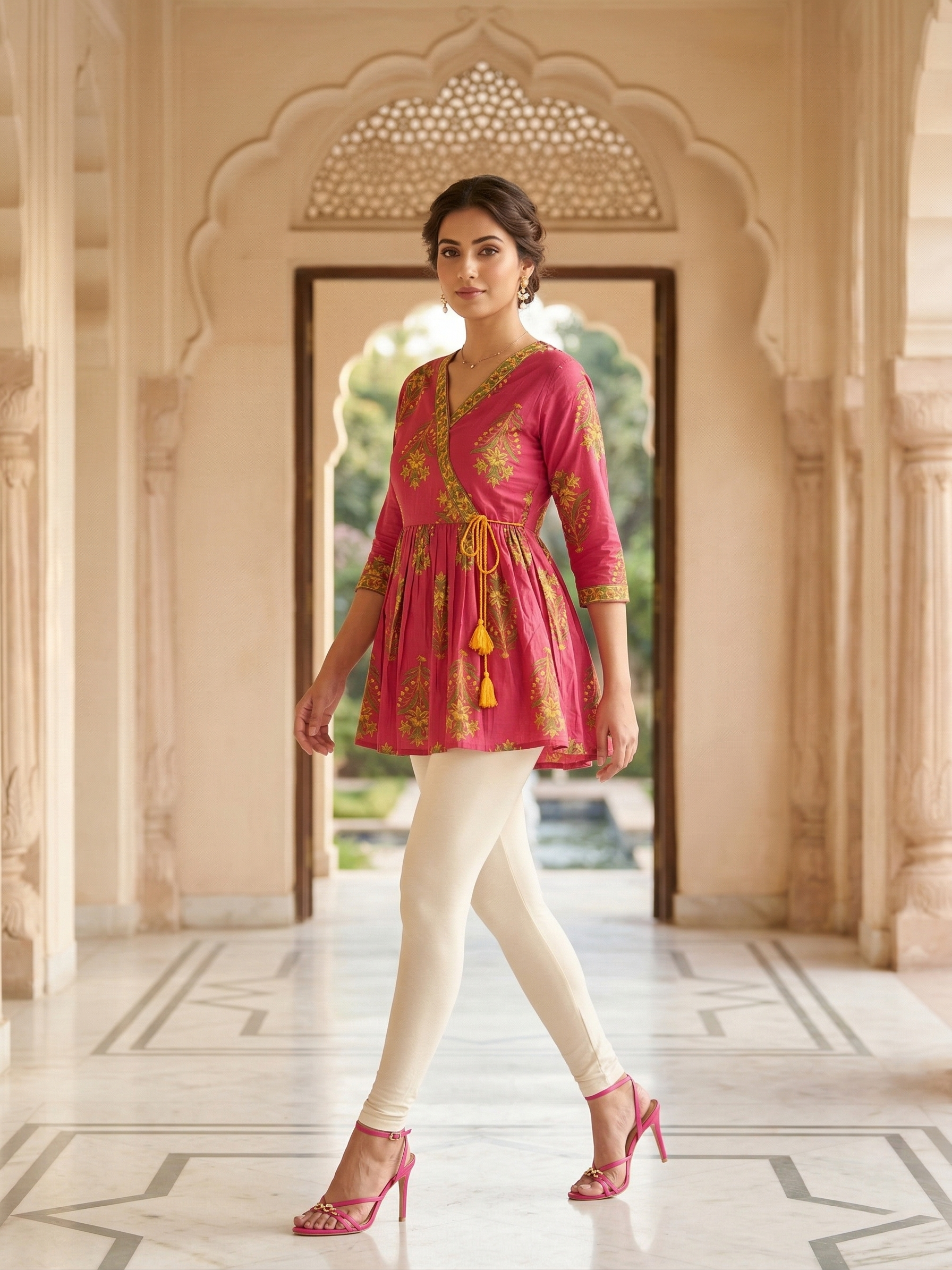 Rani Pink Tie-up Knot Kurti