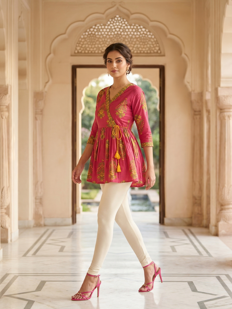 Rani Pink Tie-up Knot Kurti