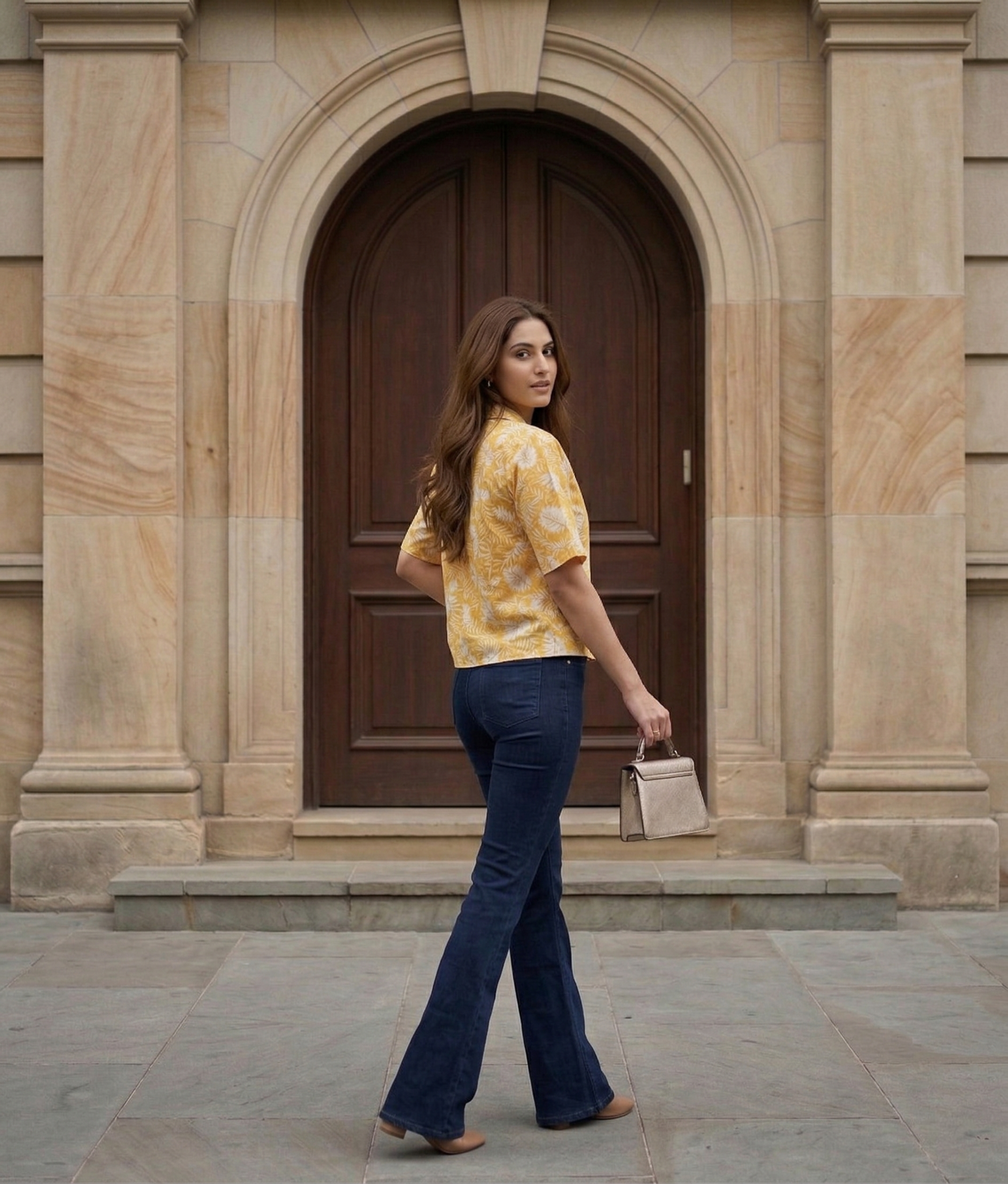 Yellow Cotton Casual Shirt