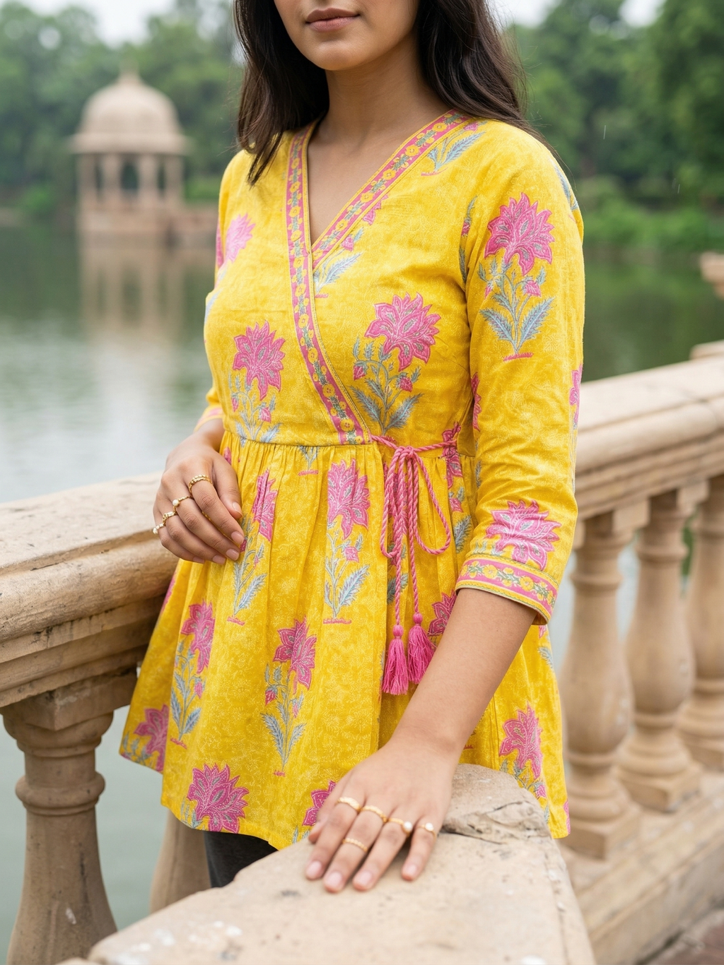 Yellow Tie-up Knot Kurti