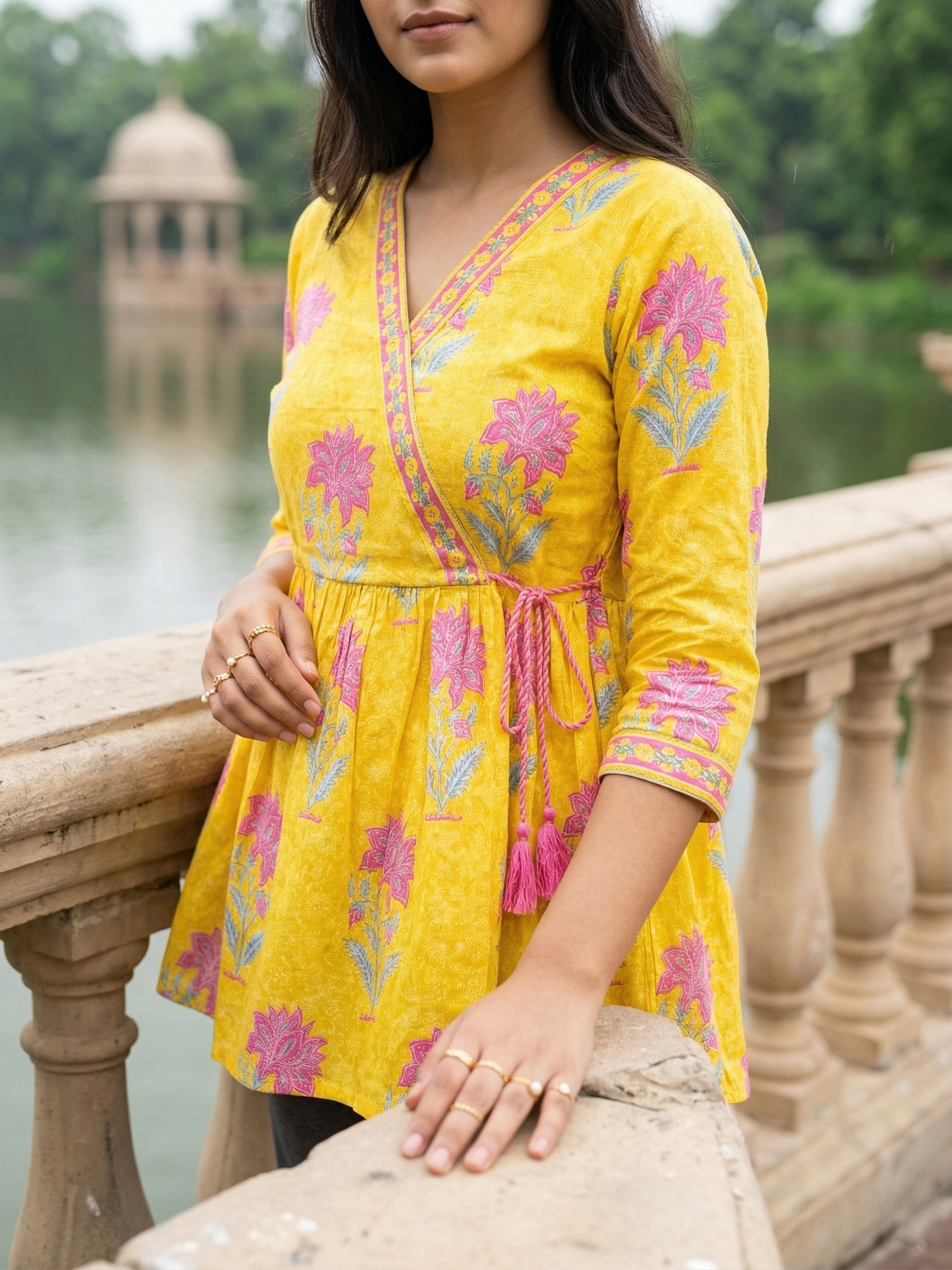Yellow Tie-up Knot Kurti