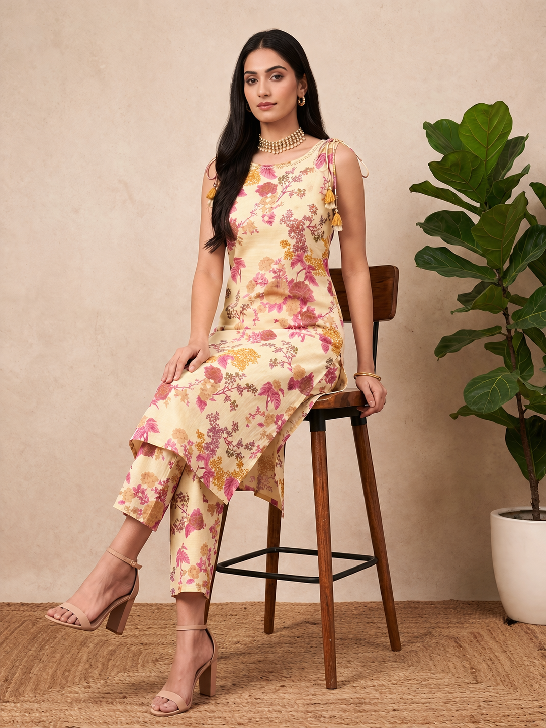 Cream Cotton Co-ord (Sleeves provided)