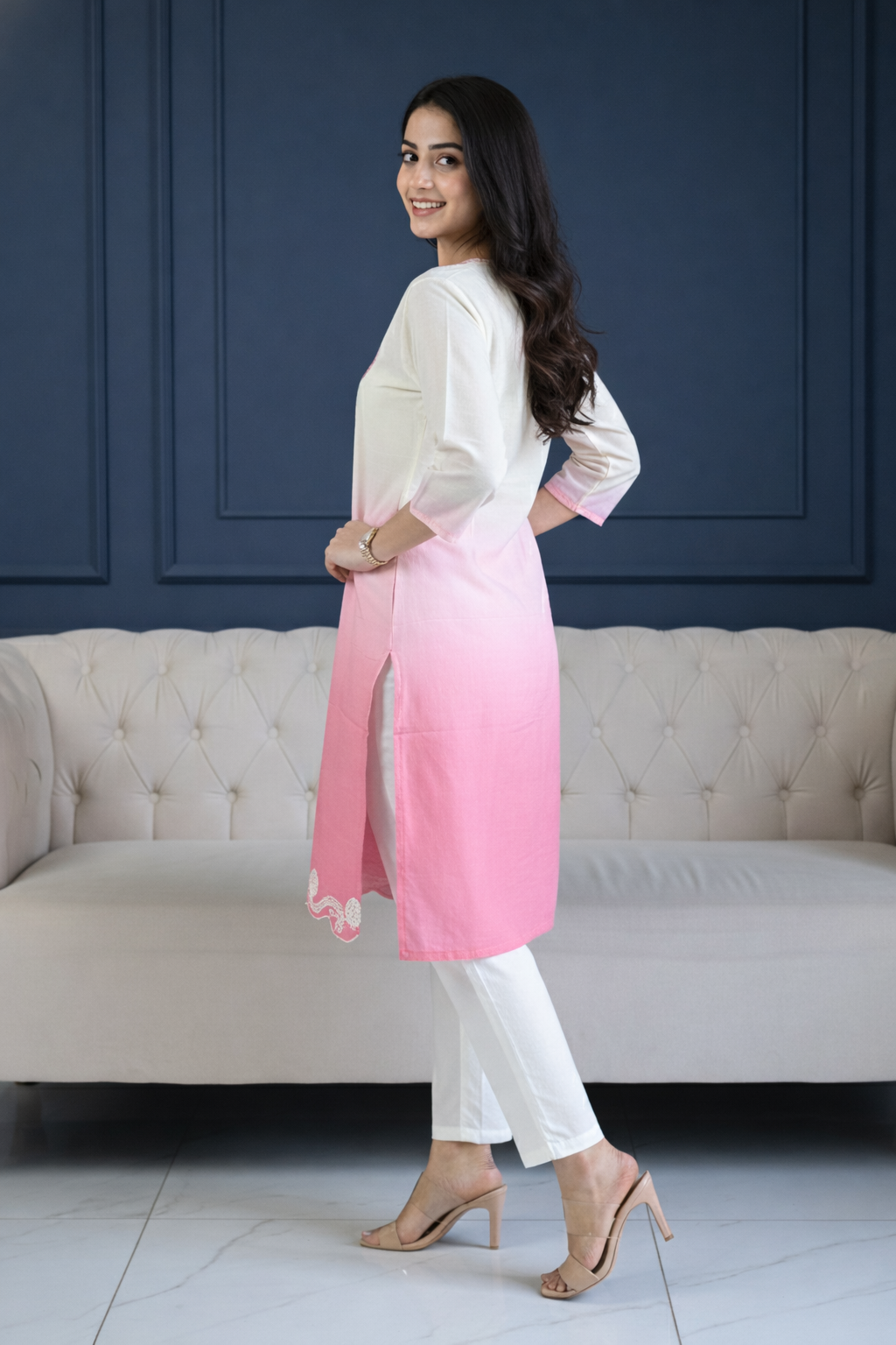 Layla — Creamy Pink Roman Silk